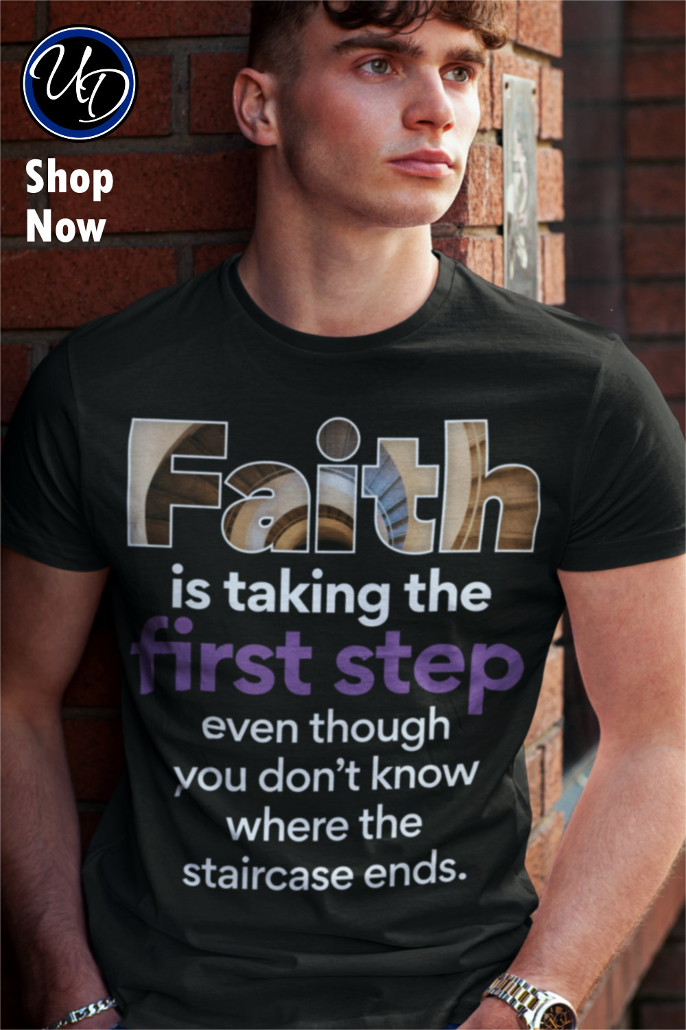 Faith is taking the first step art on t-shirt