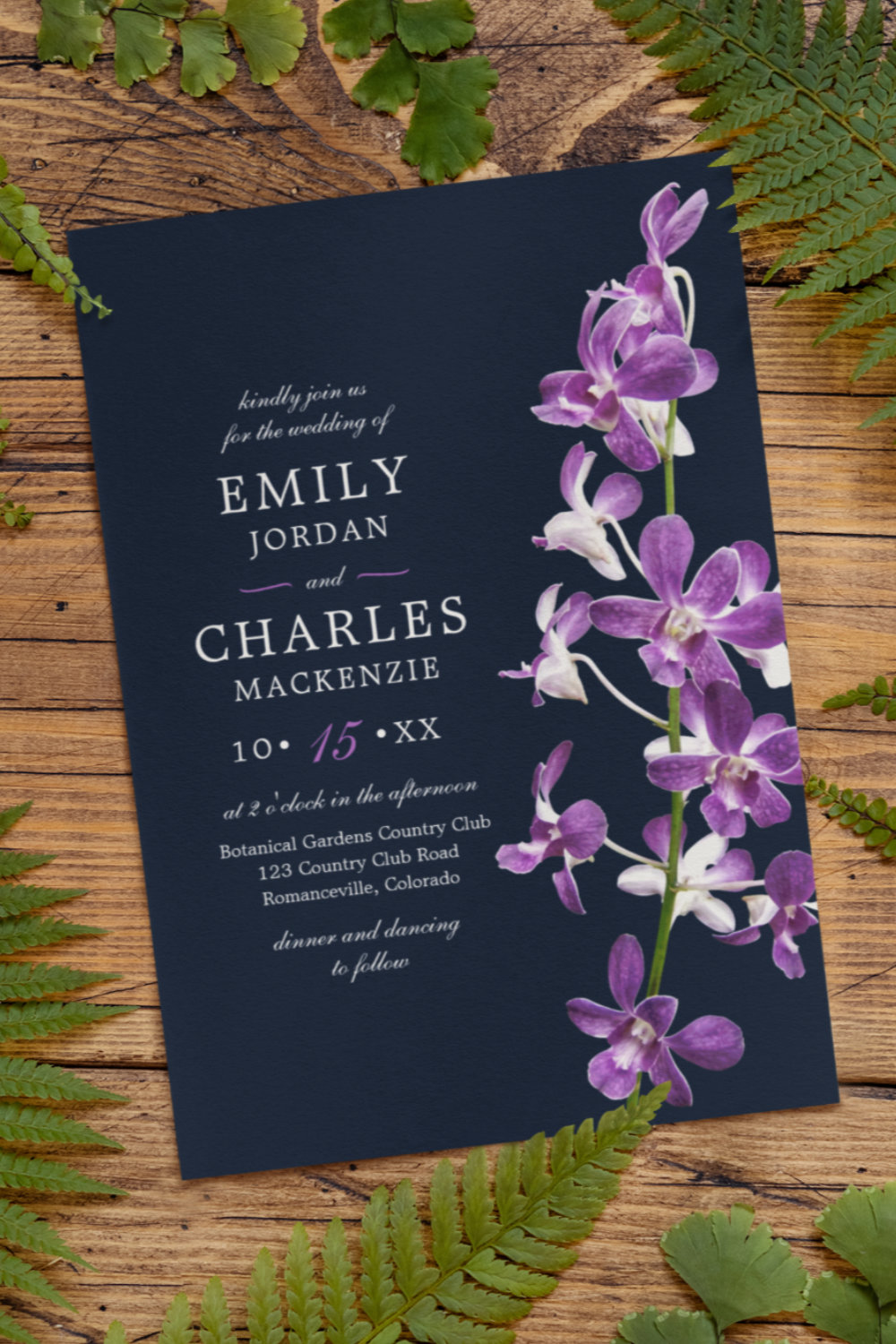 Purple dendrobium orchids wedding